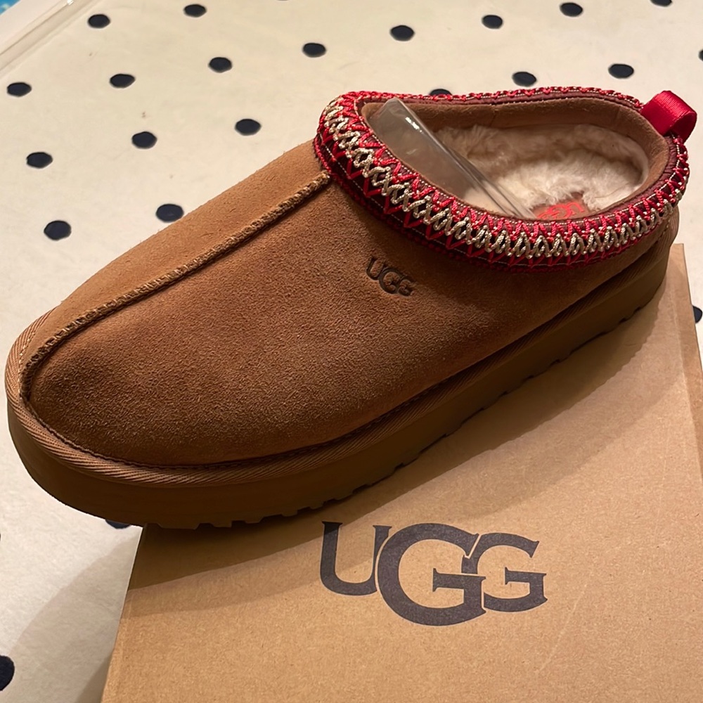 NWT UGG Brand Platform Tazz Slipper Sandals Shoes Chestnut 1122553
